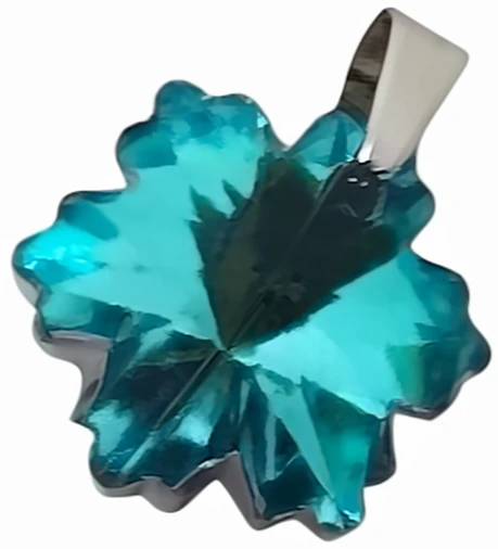 Dije de Acero Quirurgico cristal copo de nieve turqueza 14mm